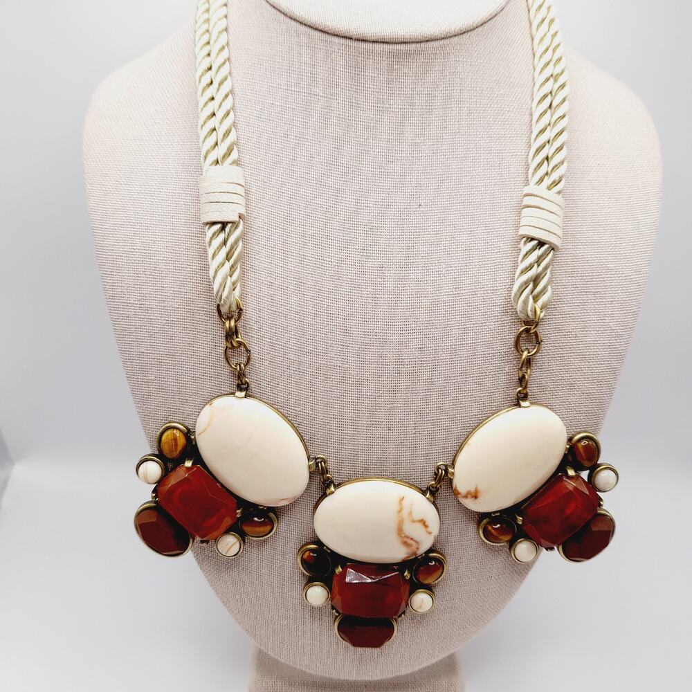 Chico’s Chunky Mixed Gemstone Lucite Statement Necklace NWT 27 Inch
